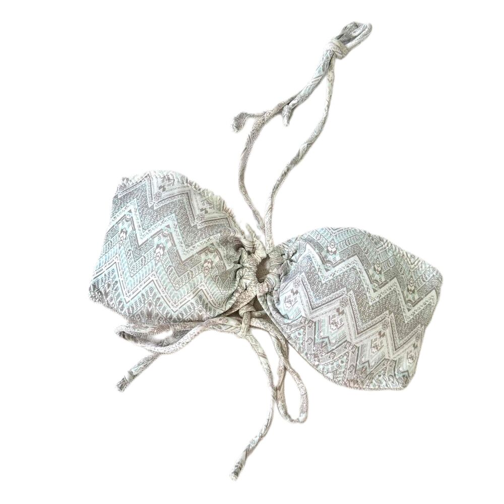 Eberjey Bandeau Halter Neck Chevron Pattern Turquoise Seafoam Bikini Top Medium